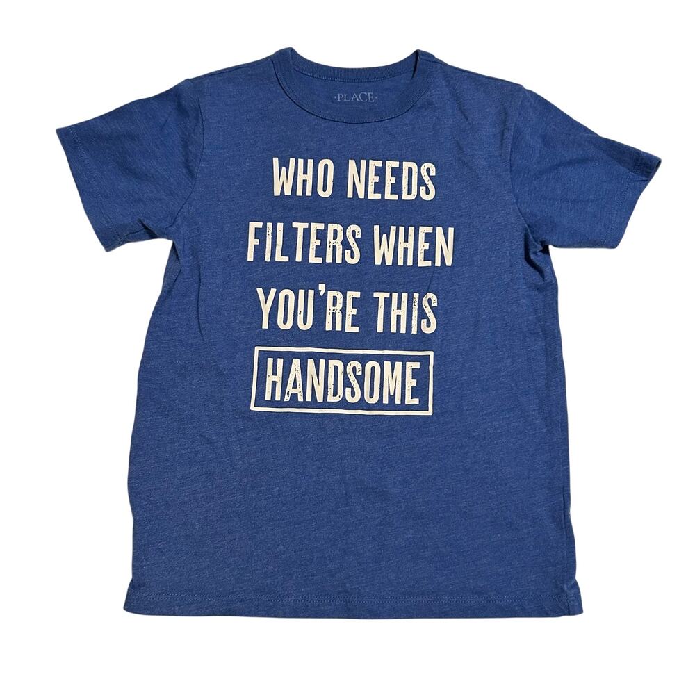 Children’s Place Who Needs Filters Short Sleeve Graphic T-shirt Small Blue